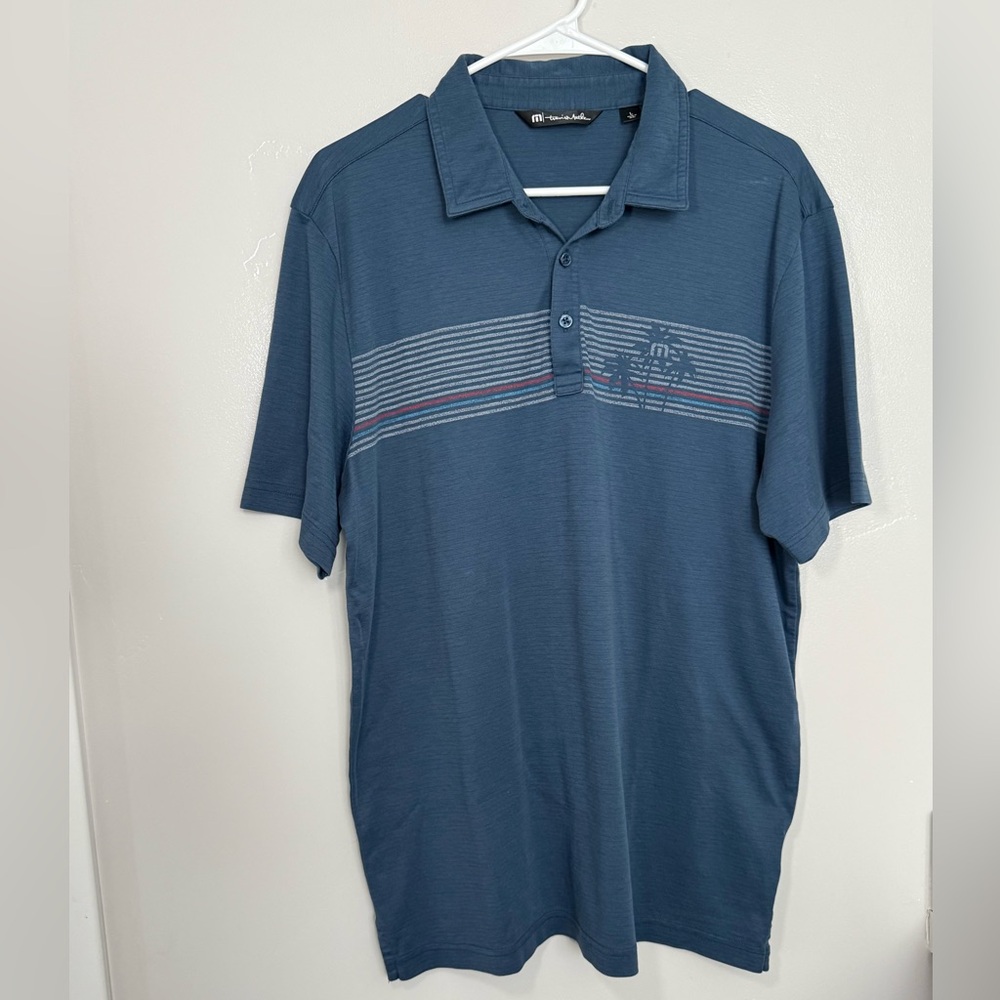 Travis Mathew Blue Performance Polo Shirt. Mens Large.